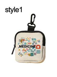 Geantă compactă pentru medicamente și portofel pentru monede, cu buzunar sigur cu fermoar și clemă tip carabină, husă/organizator multifuncțională din poliester durabil pentru medicamente, consumabile, monede și obiecte mici, geantă de călătorie portabilă și ușoară, cu imprimeu vibrant distractiv și design grafic jucăuș, ideală pentru profesioniștii din domeniul sănătății, studenți, lucrători de birou și călători, utilizare zilnică perfectă, ziua de naștere, Crăciun, Anul Nou, Ziua Îndrăgostiților, cutie de pastile pentru cadouri de la întoarcerea la școală, organizator de medicamente, geantă de depozitare a medicamentelor pentru călătorii în aer liber, articole esențiale, geantă de prim ajutor.