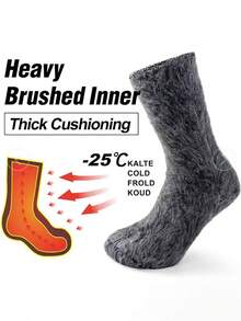 2/4 đôi tất nam dày dặn, ấm áp, cao đến giữa bắp chân, mềm mại và thoải mái, thích hợp cho thời tiết lạnh và đi giày leo núi mùa đông, màu đen và xám. - Nhiều màu - Xem 5