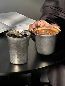 1 bucată de ceașcă de cafea din oțel inoxidabil 304, ceașcă mată groasă cu gură largă, ceașcă pentru băuturi reci, ceașcă pentru suc, ceașcă de băut, portabilă și durabilă, potrivită pentru camping, acasă, birou, foarte potrivită pentru cadouri și sărbători