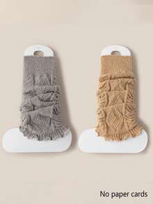 1/2/4 pares de calentadores de piernas versátiles y sencillos con patrón de rombos, estilo japonés retro, cálidos y lindos, para otoño/invierno, acogedores - Multicolor - Ver 11