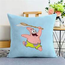 1 Stück SpongeBob Cartoon Quadrat Plüsch Kissenbezug, super weicher Kurzflor, verdeckter Reißverschluss, Sofa Schlafzimmer Auto Deko Kissen, geeignet für Party/Feiertags Dekoration, einseitig bedruckt ohne Füllung