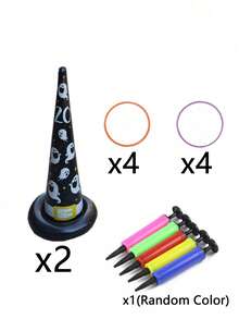 11 Stück/6 Stück/4 Stück Halloween Ring Wurfspiel Set, Halloween aufblasbarer Hexenhut Ring Wurfspiel Set, aufblasbarer Reifen Spielzeuge, für Horror Party, Innen-/Außenbereich Spiele, Hexen-Themen Feiertagsdekoration, Innen- und Außenparty Grundausstattung, Familien Versammlungs-Spielzeuge, Halloween Party Spielzeuge