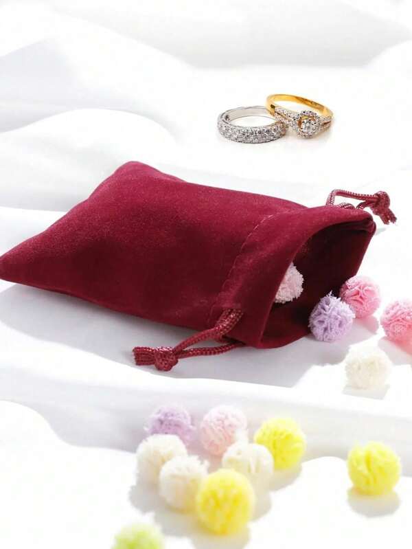 Elegant Wine Red Drawstring Bags - Velvet Material Gift Pouches, Ideal For Jewelry And Small Items, Wedding Favors / Birthday Presents / Holiday Gifts For Brides / Party Planners / Gift Givers, Engagement Party / Baby Shower
