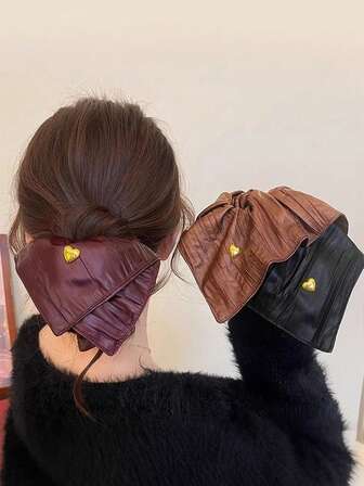 复古方形皮质发圈 女士秋冬高端方巾发圈，皮质发带，高端质感，大气发饰，马尾辫发圈，发圈，橡皮筋发带，发绳发圈