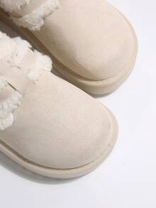 Pantuflas bohemias forradas térmicas y esponjosas, botas de nieve mullidas con suela gruesa, cálidas para interiores y exteriores