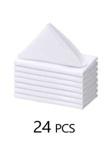 6/10/12/24/50pcs White Cloth Napkins, Size 14*14/17*17/20*20 Inches, Washable, 100% Polyester Fabric, Hemmed, Suitable For Hotels, Restaurants, Parties, Weddings And More Occasions.