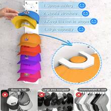 Strong Storage Hat Rack Hat Storage Box, 2 Installation Modes 2 Baseball Cap Storage - No Tools Required Adhesive Hat Rack To Organize 18 Hats, Creating A Quick Storage Solution For Closet Doors, Holiday Gifts For Friends And Family - Nhiều màu - Xem 3