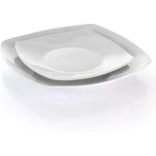 Hayes 16 Piece Square Porcelain Dinnerware Set In White - Trắng - Ô vuông 1 - Xem 5