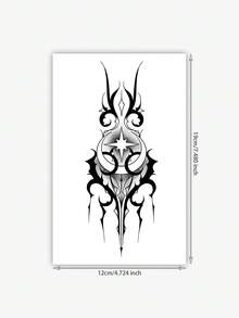 Waterproof, Sweat-Proof, Washable, Non-Reflective Temporary Tattoo Sticker. One Sheet. Bold Spirit And Devil Tattoo Pattern. And Fashionable. Suitable For People To Use Daily. - Black - View 2