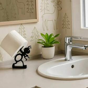 Toalettpappershållare med myra - En intressant badrumsrullepappersprydnad, rolig toalettpappershållare utan installation, oberoende badrumsset - 3D-tryckt svart toalettpappershållare med myra - Rolig pappershållare - Söt badrumsdekoration (toalettpapper ingår ej), Halloween- och juldekorationer, skolmaterial, kontors- och matsalsdekorationer, roliga presenter, juldekoration, julbordsdekoration, toalettpappershållare