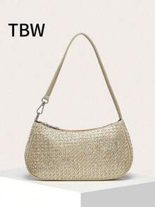 Women's Handbag Square Bag With A Woven Texture, Simple And Stylish Design, Perfect For Shopping And Going Out. - Gold - View 1