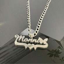 Customized Stainless Steel Double Layer Necklace, Heart & English Letter Clavicle Chain Pendant Jewelry, Couples, Friends, Family, Mother's Day, Available In Gold & Silver, Fashionable, Retractable, Simple, Casual, Personalized, Unique Girlfriend, Mom, Family, Friends, Daughter Anniversary, Valentine's Day, Mother's Day, Birthday, Graduation, Daily Wear, Wedding, Prom,Gold,Stylish,Colorful,Vintage,Hipster,Simple,Y2k,2000s Fashion,Custom,Personalized,Unique,Gifts Him,Gifts Her,Her,Boyfriend,Girlfriend,Dad,Mom,Family,Friends,Anniversaries,Birthdays,Graduation,Prom,Party,Jewelry Women,School Supplies,Back To School,Office,School,Classroom,Teacher Gifts,,Colleague,Dorm Rooms,Teacher,Boys And Girls,Teenagers,Junior High School Students,Middle School Students,High School Senior High School Students,College Students,Students,Freshman,Sophomore,Underclassmen - 蝴蝶雙層多色 - 查看 4