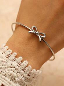 Aomogo 1pc Elegant Luxury Minimalist Stainless Steel Snake & Butterfly Adjustable Bracelet For Women