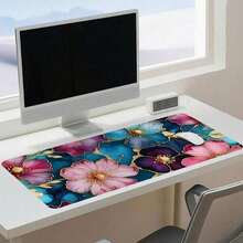 [35.4x15.7" Aesthetic Floral Desk Mat] Extra-Large Boho Floral Desk Mat | 35.4x15.7" Aesthetic Mouse Pad With Non-Slip Rubber Base & Stitched Edges | Vibrant HD Printed Flowers Design | Ideal For Home Office & Gaming | Perfect Gift For Women Back To School - 80*30*0.2厘米 - 查看 4