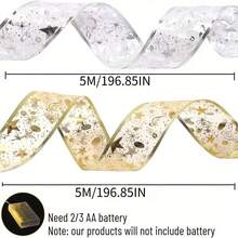 1 pieza Luces de cinta navideña, decoración de copos de nieve y corona - Alimentadas por batería (sin enchufe), luces LED blancas cálidas y azul frío, luces de cinta de plástico, adecuadas para árbol interior, escaleras, decoración de fiestas - Instalación fácil, baterías no incluidas, iluminación navideña, diseño ligero, excelente para compradores navideños y decoración del hogar, decoración navideña, decoración XMAS, decoración del árbol de Navidad, regalo, decoración de Acción de Gracias, boda, decoración del hogar, decoración de otoño, decoración de cumpleaños para regalos, suministros para fiestas, interior, exterior, jardín, decoración de festivales, decoración de Halloween, decoración de pared, adornos de Halloween