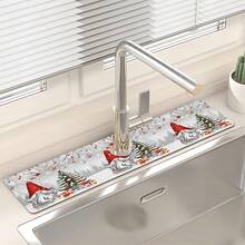 1 buc Crăciun Fericit, Un Brad de Crăciun în Zăpadă, Model Tematic Moș Crăciun, Pad de Scurgere a Chiuvetei, Pad de Robinet de Baie cu Uscare Rapidă din Diatomit, Poate Tăia Decorațiuni de Sărbători, Pad de Scurgere a Bucătăriei de Uz Casnic, Protector pentru Lavoar, Potrivit pentru toate tipurile de robinete din baie și bucătărie. - Multicolor - Vizualizare 6