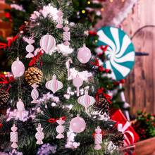 10/20 件圣诞树挂饰 PVC 圣诞粉色拐杖糖棒棒糖装饰圣诞挂饰生日派对装饰工艺品适用于节日圣诞树派对、圣诞树、圣诞老人、圣诞装饰、姜饼屋、圣诞礼物圣诞树挂饰、圣诞礼物 - 粉色 - 查看 3
