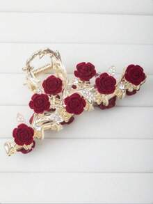 1 件新款可爱高马尾固定夹，优雅女士仿珍珠水钻金属玫瑰发夹 - 4.33 英寸锌合金，四季通用配饰头饰女孩秋冬爪夹发饰女士度假装女士 - 彩色 - 查看 8