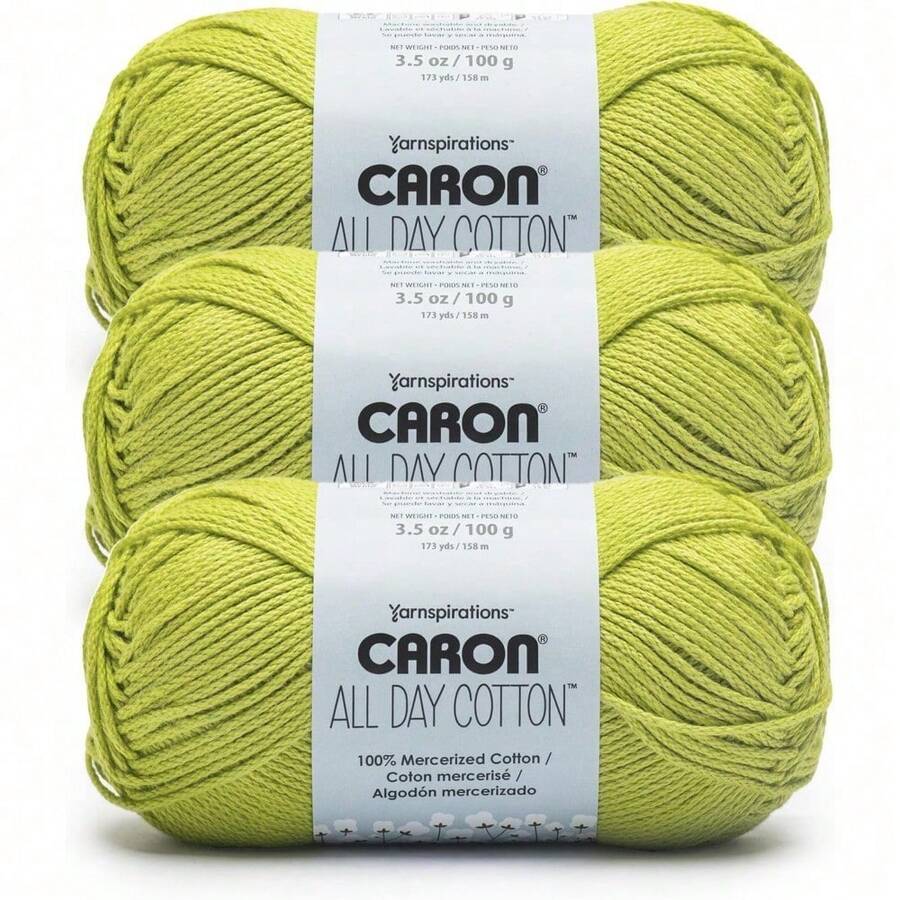 Premium Mercerized Cotton Yarn 3 Pack 173 Yards Each Soft Durable Knitting Crochet Thread Country Blue Color Quick-Dyeing Beginner Expert Use Scarves Blankets Home Decor Craft Projects - Kiwi - View 1
