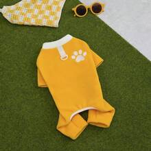 25 piezas Suéter de 4 patas, Ropa de perro/gato cálida, Ropa para mascotas con refuerzo contra el viento, Hebilla de correa casual para otoño/invierno, Ropa para perros pequeños, Nuevos suministros para mascotas - Naranja - Ver 13