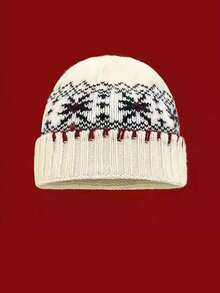 1 pieza Gorro de punto minimalista y versátil personalizado, adecuado para uso al aire libre en otoño/invierno, regalo navideño - multicolor - Ver 7
