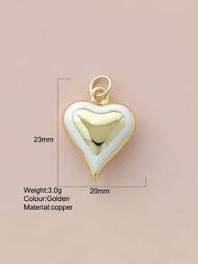 1pc Cute Heart-Shaped Copper Pendant, Handmade DIY For Necklace, Bracelet, Earrings, Suitable As Christmas Gift