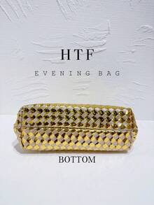 Women Evening Bag PU Leather Luxury Clutch Bag Woven Prom Evening Women Bag Party Banquet Bag Minimalist Sequins Envelope Crossbody Evening Party Bags For Women, Perfect For Party, Wedding, Prom, Dinner/Banquet