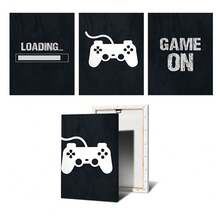 3 Stück Wandkunst Poster Moderne Spiel Wandkunst, Schwarz-Weiß Spiel Drucke, Geschenk für Kinder, Leinwandbilder, Dekoration für Gaming Zimmer junger Menschen