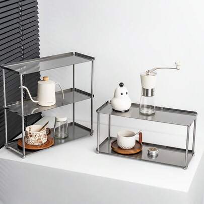 Lüks Paslanmaz Çelik Düzenleyici Raf – Kahve Fincanları, Takılar, Anahtarlar, Gözlükler, Parfüm, Makyaj Malzemeleri ve Çeşitli Eşyalar İçin Çok Amaçlı Saklama Rafı – Yatak Odası, Oturma Odası, Banyo, Giriş Holü, Mutfak İçin 2 Katlı veya 3 Katlı Sergileme Standı – Ev, Yemek Odası, Kafe, Parti, Etkinlik ve Tatil Dekorasyonu İçin İdeal