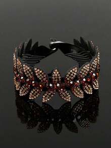 1pc Rhinestone Flower Hair Claw Clip (Random Rhinestone Color), Claw Clips, Hair Claws, Clips For Hair, Hair Slide, Hair Barrettes, Vacation Outfits Woman, Hair Accessories - Champagne 2 - View 2