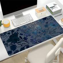Blue Flower Mouse Pad Aesthetic Design Large Desk Mat With Nature Non-Slip Rubber Base Stitched Edges Desk Pad Keyboard Pad 35.4X15.7in, For Work Game Office Home Woman Friend Gifts Back To School - 80*30*0.2cm - Xem 3