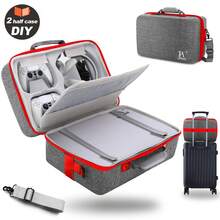 Hard Shell Carrying Case For Playstation5, Playstation 5 Pro, Playstation 5 Slim, Travel Case Compatible With Playstation 5 Console, Shockproof Protective Storage Bag For Playstation 5 Disk Digital Edition, Headset, Games, Accessorie - Gray-red - View 10