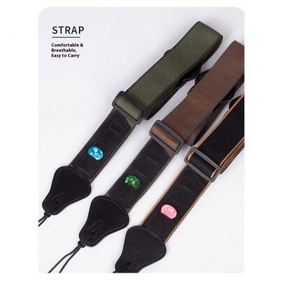 可调节舒适吉他背带 - 编织尼龙材质，黑色，带拨片夹，防滑减震，提升演奏体验，舒适多功能设计，适合专业音乐家、音乐教师和吉他爱好者。