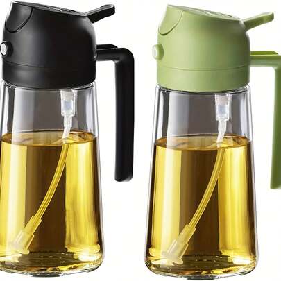 1/2pcs Kitchen Oil Sprayer - 2-In-1 Mist And Pour Multifunctional Oil Bottle Dispenser And Sprayer - Olive Oil Bottle - Cooking, Restaurant Kitchen, Salad, Grilling Oil Sprayer, Suitable For Cooking, Grilling, Baking, Air Fryer, Baking, Salad, Etc.