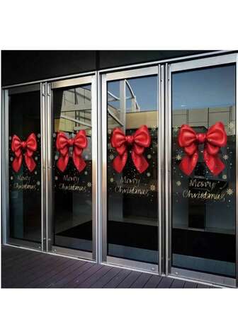 1-2 buc Fundă Roșie Crăciun Decorațiune de Sărbători Magazin Fereastra Ușii de Sticlă Autocolant Static Happy Bow Decal Decor Acasă Decorațiune de Crăciun Decor Cameră, Static Cling Decor Clasic de Sărbători, Vizibil pe Două Fațete, Autocolant de Sticlă, Potrivit pentru Acasă, Baie, Petrecere, Magazin Decorațiune de Crăciun Decorațiuni de Crăciun Autocolante Autocolante de Perete Decor Cameră Decor Perete Decorațiune de Crăciun Decor Acasă.