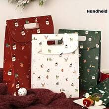 6/12pcs Christmas Holiday Party Gift Bags - Snowman, Reindeer, And Tree Pattern Design In Red, White, And Green For Christmas, Thanksgiving, Birthdays, Weddings