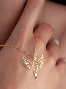 suteyi Stainless Steel Phoenix Necklace, Firebird Necklace, Exquisite Phoenix Jewelry, Geometric Phoenix Pendant, Bird Necklace - Multicolor - View 1