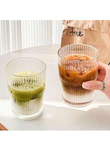 1PC Clear Vertical Glass Glass, Simple Transparent Coffee Cup, Home Cold Drink Glasses, Milk Glasses, Juice Glasses, Cups, Ice Cream Cups - Kitchen Gadgets, Cafe, Restaurant