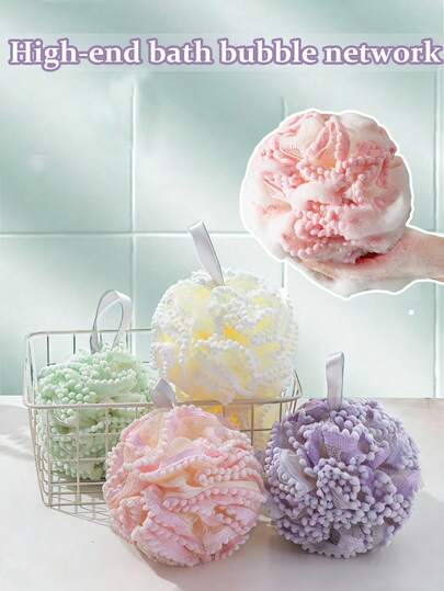 Pack Bath Bubble Net, Bath Flower, Bubble Ball, Super Soft Women's Large Cute Pearl Bubble Bath Ball, High-End Bath Products, Bathroom, Travel Supplies, Wedding, Party, Birthday, Great Gift For Women, Men, Parents, Friends, Accessories, Fun Gifts, Fall Decoration/Home Bathroom Decoration Christmas/New Year