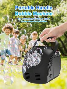 Automatic Compact Handheld Bubble Machine, One-Button Operation, Hands-Free, Creates Festive Bubble Blowing Toy, Black & White Minimalist Design, Suitable As Holiday Gift (Batteries And Bubble Solution Not Included)