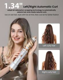 UKLISS 6-In-1 Hot Air Brush Set With 3 Temperature Settings (50℃/78℃/105℃) - Multifunctional Hair Dryer Straightener Curler, Time-Saving, Portable For Travel, Ideal Christmas Gift To Create Stylish Hairstyles - 查看 2