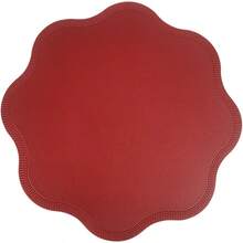 ABKOK 4 pièces Set de sets de table en forme de fleur de Noël en PU antidérapant, options de couleur rouge/bleu/vert/argent, imperméable et résistant à l'huile, convient pour Noël, Nouvel An, réunions de famille