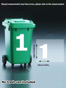 1Pvc Self-Adhesive White Number Stickers - Large 5.7" (14.5cm) Commercial Grade High Visibility Reflective Trash Bin Labels With Durable And Residue-Free Edges For Wheelie Bins, Bulk Trash Bins, Car Trash Bins, Garage Organization - Perfect For Nighttime Use And Strong Marking