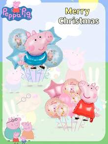5/8 piezas Conjunto de globos de Cerdito Peppa y George, globos de película de aluminio decorativos. El mejor regalo festivo para buenos amigos, decoración del ambiente de la fiesta, decoración perfecta para fiestas, decoración del hogar, decoración ideal para la habitación, regalo de Navidad, Día de San Valentín, regalos ideales para amigos en celebraciones de cumpleaños, recuerdos, recuerdos para mujeres, estética linda, Día de San Valentín, regalos, decoraciones, decoración del hogar, regalos de San Valentín, decoraciones navideñas para el hogar, regalos de Navidad, decoración navideña