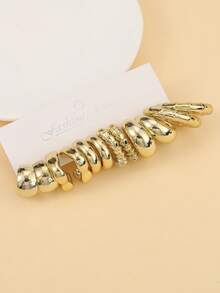 6-18对时尚镀金ABS塑料耳环套装，亲肤简约几何耳环，适合日常佩戴 - 金黃色 - 查看 11