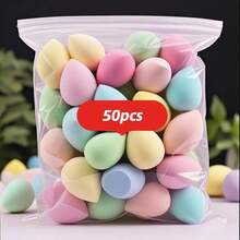 50pcs High Quality Latex Free Makeup Sponges Multi Color Foundation Blenders Smooth Application For All Skin. Random Color And Shape Multicolor Makeup Sponge, Mixed BB Cream, Foundation Liquid, , Also Mixed Concealer, Blush, Eyeshadow, Water-Resistant Dry Wet Use Powder Makeup Sponge