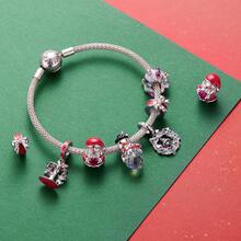 bamoer Accesorios de cuentas de Bamoe Charm Navidad Lindo Viento Cuentas Árbol de Navidad Muñeco de Nieve DIY Pulsera Cuentas Europeas y Americanas Campana de Navidad Cuentas de Plata S925 Joyería de Mujer