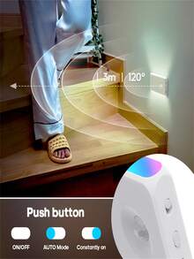 1/2/4pcs Magnetic USB Rechargeable LED Motion Sensor Light, LED Night Light, Multi-Color Adjustable With Button Control, Ideal For Kitchens, Wardrobes & Stairs, Perfect For Holiday Decorations, Indoor (300mAh)