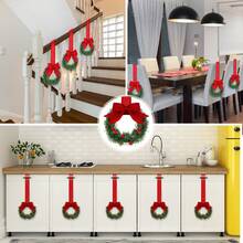 Small Christmas Wreaths,Christmas Kitchen Cabinet Wreaths Wirh Red Berries, Mini Christmas Wreaths For Centerpiece Front Door Decor,Christmas Decorations,Living Room Decorations,Office Decorations