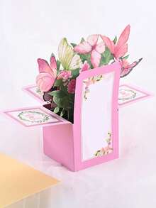 1 szt. 3D kolorowa, wyskakująca kartka z kwiatami i motylami, odpowiednia na urodziny, święta, miłość, błogosławieństwo, wysokiej jakości ręcznie pisana kartka na każdą okazję